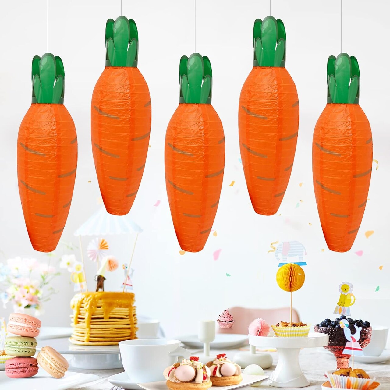 5 PCS Lanterns, Easter Carrot-shaped Paper Lanterns, Cartoon Paper Lantern, for Party, Classroom, Birthday, Home Decoration, for Easter Decoration